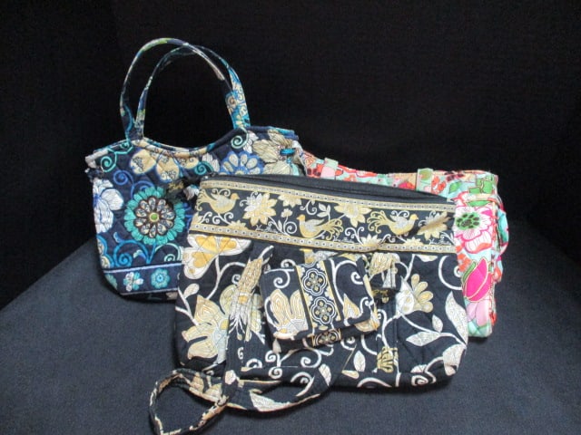 Vera Bradley (Lot of 3) Purses-Yellow Bird w/Wallet, Sherry Mini tote,: Quilted Shoulder Bag