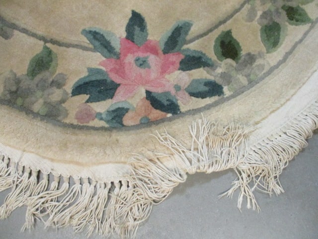 Round Vtg. Wool Rug w/Fringed Edge - 2