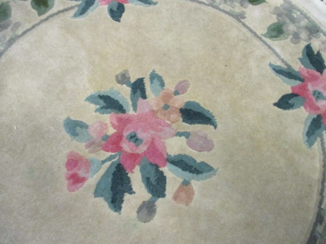 Round Vtg. Wool Rug w/Fringed Edge - 3