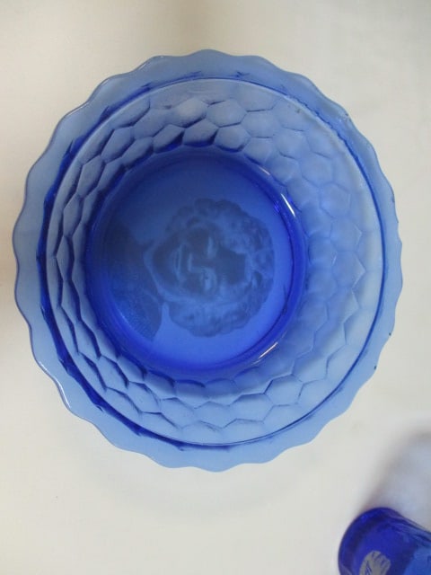 Hazel Atlas Cobalt Blue Shirley Temple Cereal Bowl & Mug - 2
