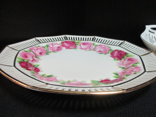 Vtg. Reticulated Oval Serving Dish (2), & Reticulated 11" Plate - 2