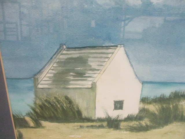 Framed Watercolor Print of Beach Houses - 2