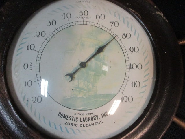 Ship's Wheel Adv. Thermometer (Domestic Laundry Zoric Cleaners) - 2