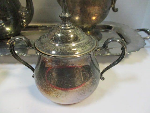 Sheridan 3 PC Silverplate Tea Set, Silverplate Coffee Pot, England - 2