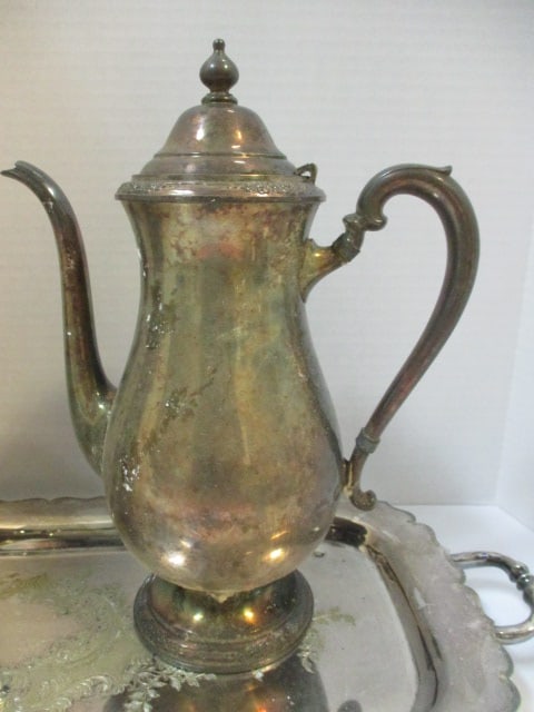 Sheridan 3 PC Silverplate Tea Set, Silverplate Coffee Pot, England - 7