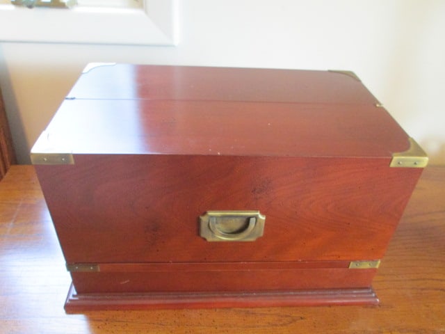 2003 The Bombay Co. Campaign Style Mahogany Correspondence Chest - 5