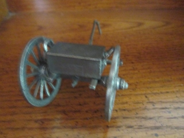 K/S Pewter Replica Desktop Civil War Era Cannon and Ammo Wagon - 3