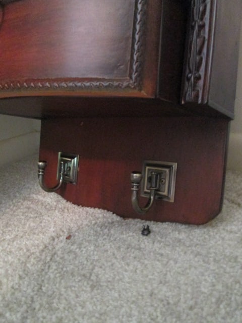 Gothic Revival Style Wall Mounted Arched Cabinet with Mirrored Door, Drawer and Hooks - 5