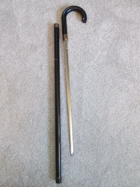 Black Sword Cane with Brass Accent - 2
