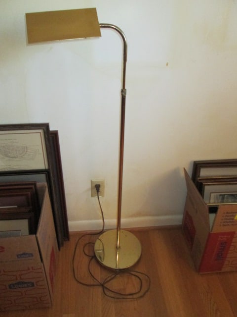 Adjustable Height Brass Floor Lamp: some finish wear on base, Local Pickup Only
