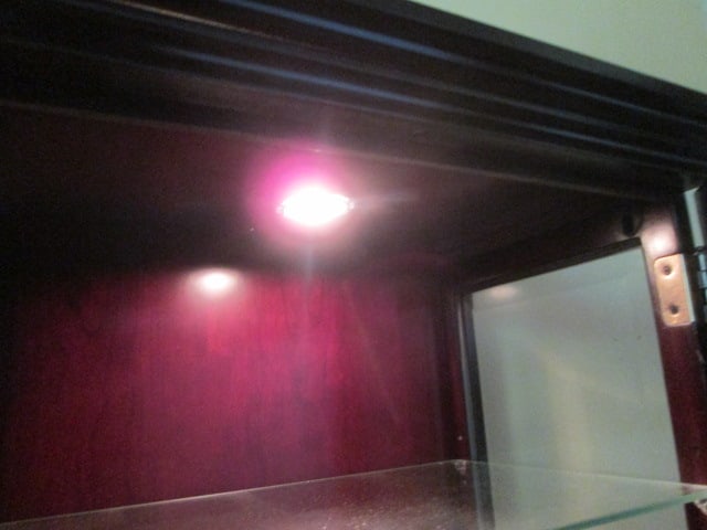 Asian Inspired Mahogany Illuminated Display Cabinet with Beveled Glass Doors and Drawers - 4