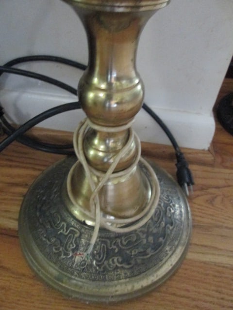 Midcentury Brass Tone Antique Style Rotary Dial Princess Pedestal Floor Telephone Lamp - 2