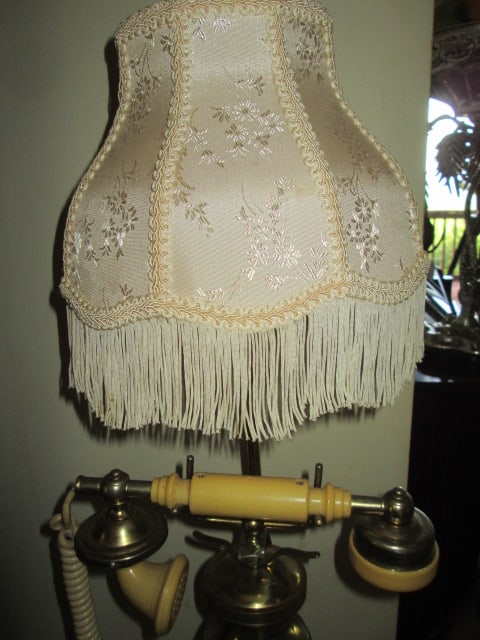 Midcentury Brass Tone Antique Style Rotary Dial Princess Pedestal Floor Telephone Lamp - 4