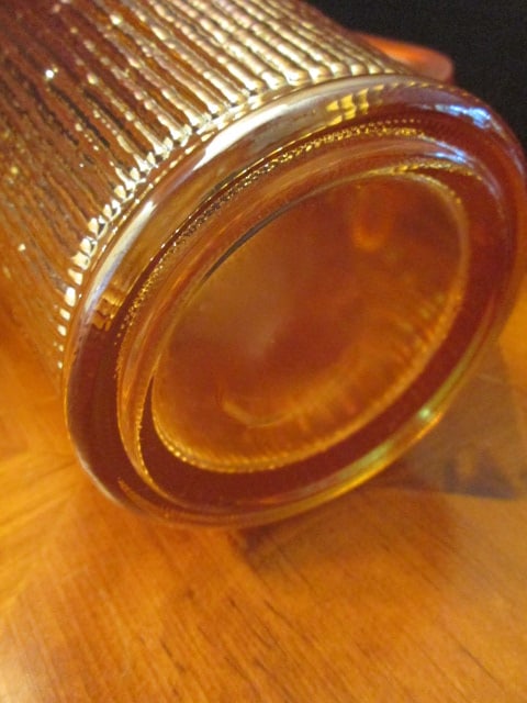 Vintage Jeannette Glass 7 Piece Marigold Iridescent "Tree Bark" Pattern Lemonade/Tea Set - 7