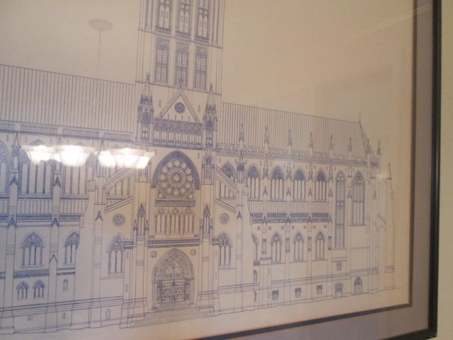 Framed Blue-Line Architectural Line Elevation Drawing of Washington National Cathedral - 3
