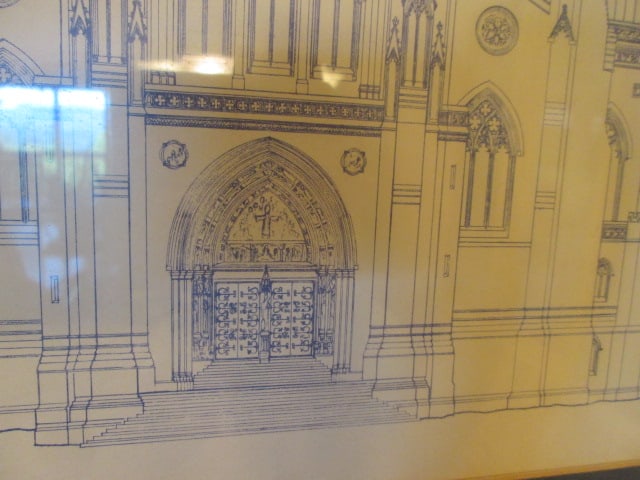 Framed Blue-Line Architectural Line Elevation Drawing of Washington National Cathedral - 4