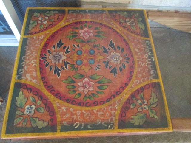 Folk Art Hand Decorated Wooden Foot Stool - 2