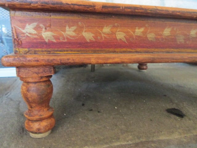 Folk Art Hand Decorated Wooden Foot Stool - 3