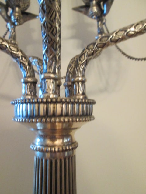 The Bombay Co. Neoclassical Regency Revival Style Silver Tone Swan 5 Arm Candelabras - 3