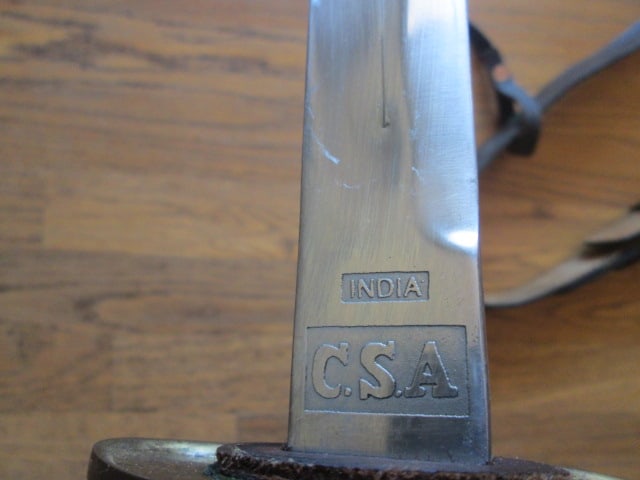 Decorative C.S.A. Replica Sword with Brass and Silver Tone Metal Scabbard and - 6