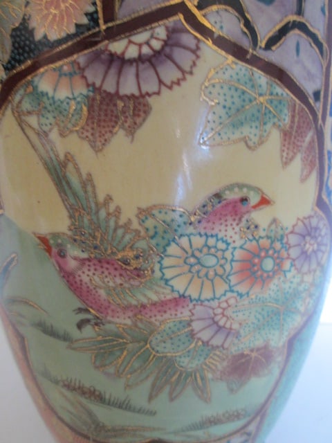 Japanese Satsuma Moriage Style Vase with Floral and Bird Panels - 2