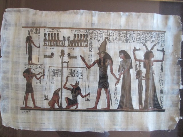Two Framed and Matted Egyptian Papyrus Drawings - 2