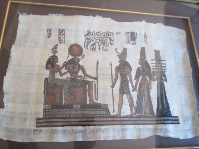 Two Framed and Matted Egyptian Papyrus Drawings - 4
