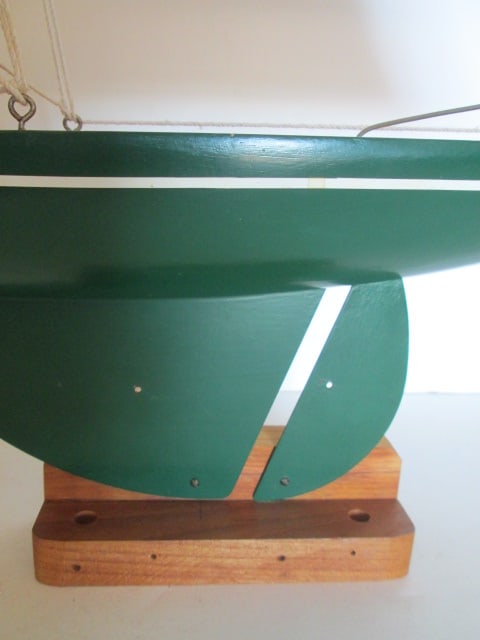 Handpainted Wooden Sailboat Scaled Model on Wood Stand - 2