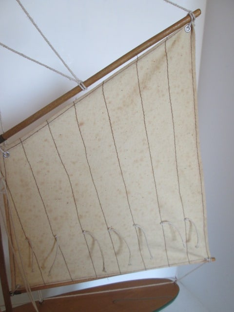 Handpainted Wooden Sailboat Scaled Model on Wood Stand - 3