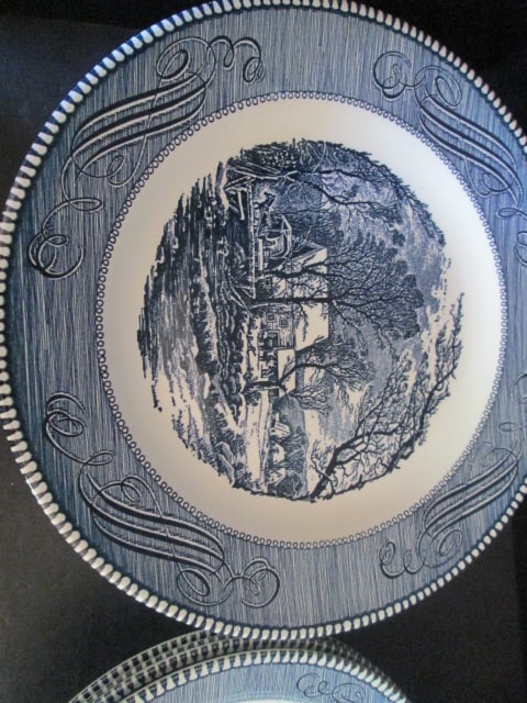 33 Pieces of Currier & Ives Blue by Royal Multi-Motif Center Scene Dinner Ware - 13