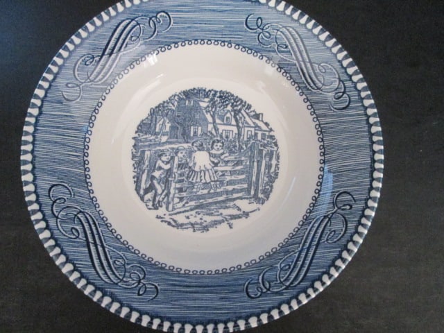 33 Pieces of Currier & Ives Blue by Royal Multi-Motif Center Scene Dinner Ware - 8