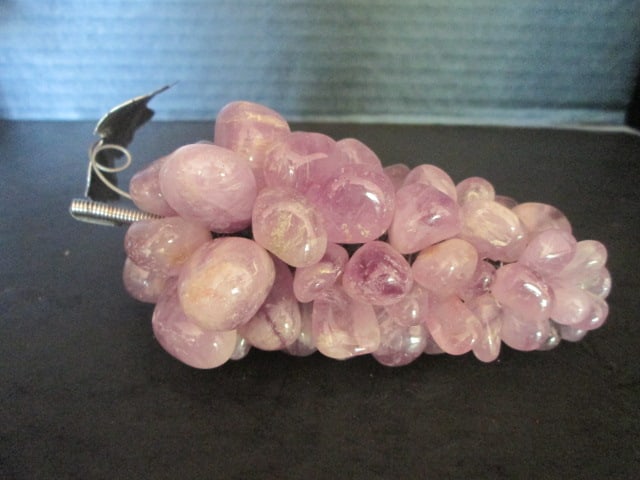 Amethyst Polished Stone Grape Cluster and Coiled Brass Wire Jade Tree in Amethyst - 2