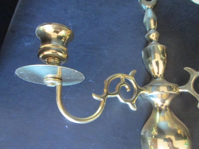 Pair of Brass 2 Arm Candle Sconces - 2