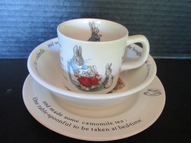 Wedgwood and Royal Doulton Bunnykins "Peter Rabbit" Toddler Food Sets, - 11