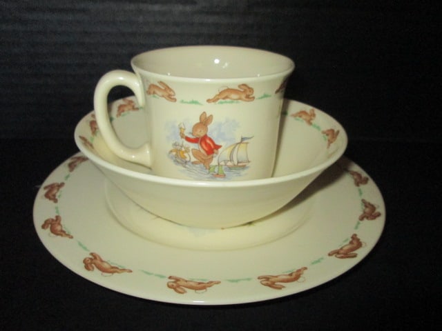 Wedgwood and Royal Doulton Bunnykins "Peter Rabbit" Toddler Food Sets, - 7