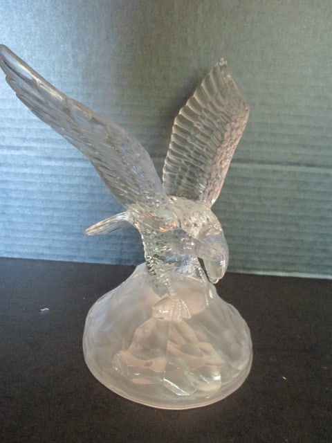 Pressed Glass Eagle Figure: 7 1/2"h