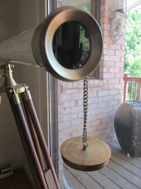 Bone Veneer Brass Telescope with Wooden Tripod - 3