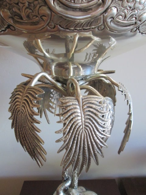 Vintage EPSN Silverplate Elephant and Palm Tree Pedestal Fruit Bowl Centerpiece with - 3