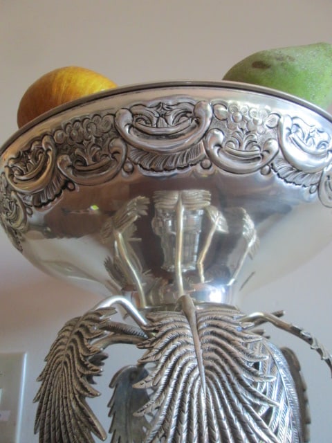 Vintage EPSN Silverplate Elephant and Palm Tree Pedestal Fruit Bowl Centerpiece with - 4