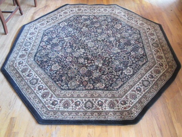 Sphinx by Oriental Weavers "Ariana" Octagonal Black/Ivory Flora Area Rug: 6'-7" octagonal, Local Pickup Only