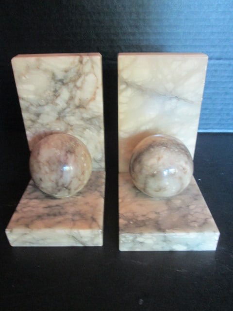 Pair of Geometric Orb Polished Alabaster Bookends (1 of 4)