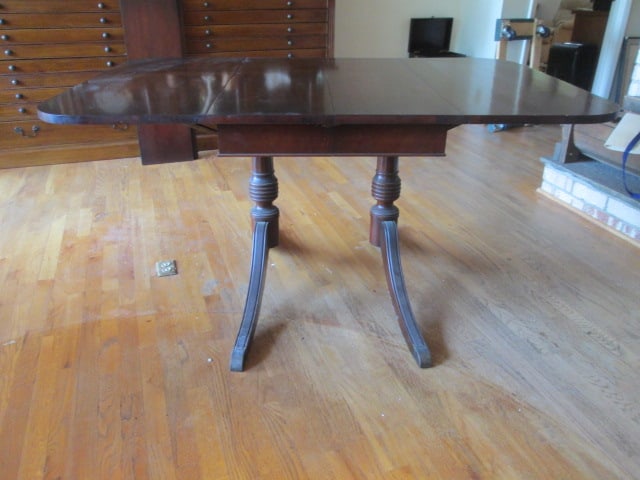 Vintage White Furniture Co. Mahogany Drop Leaf Table with Brass Cap Splay Feet - 4