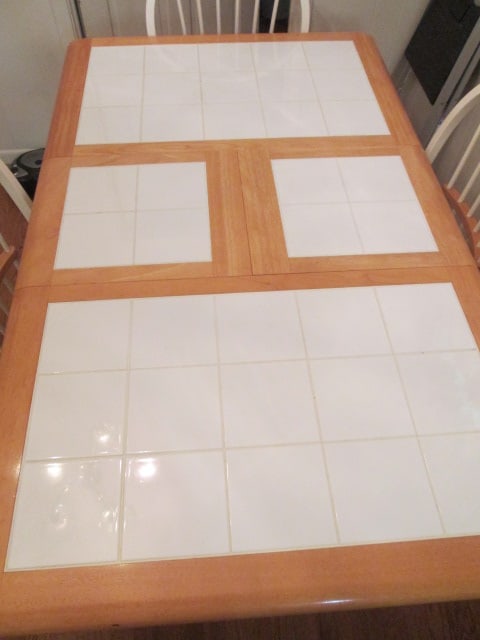 America 2 Tone Natural Maple and White Ceramic Tile Top Dining Table Set - 6