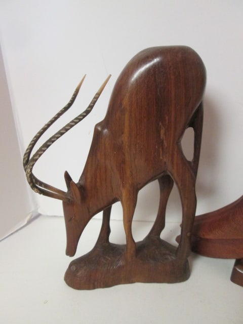 Tribal Folk Art Wood and Stone Carved Animals - 3