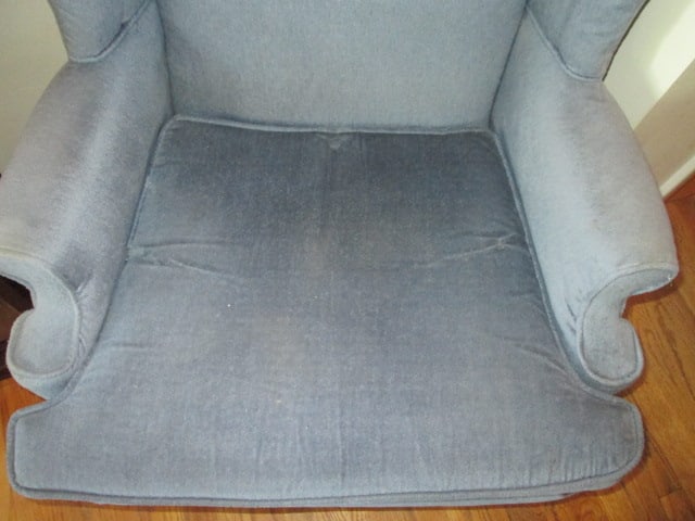 Blue Velour Upholstered Wingback Arm Chair with Carved Shell Cabriole Feet - 2