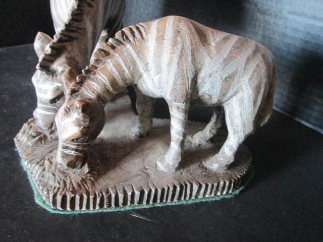 Handpainted Carved Stone Zebra Statue - 3