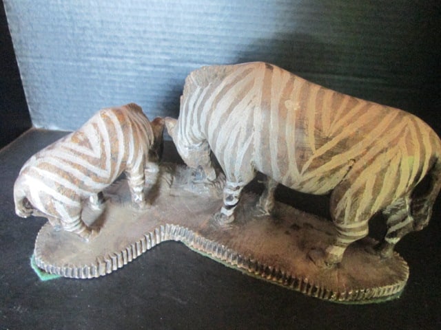 Handpainted Carved Stone Zebra Statue - 4