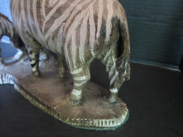 Handpainted Carved Stone Zebra Statue - 5