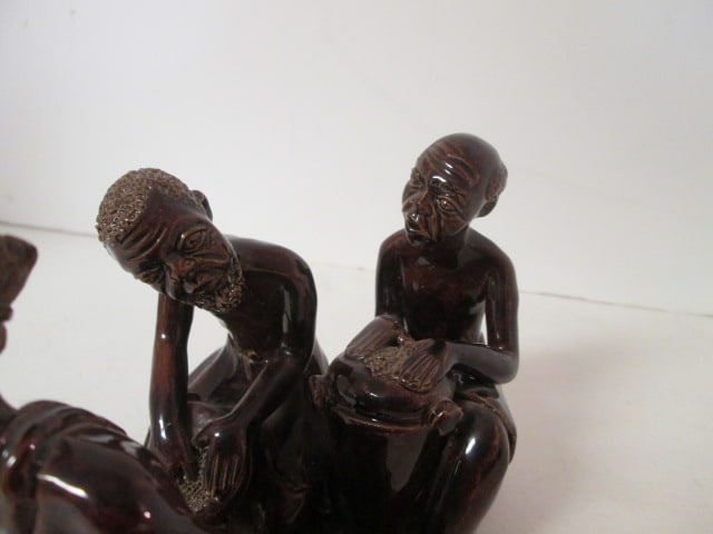 Vintage Glazed Pottery African Figural Ceremonial Village Scene Sculpture - 2