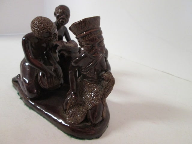 Vintage Glazed Pottery African Figural Ceremonial Village Scene Sculpture - 3